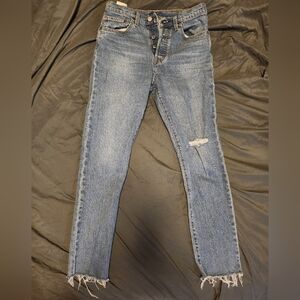 Levis 501 Distressed Button Up Skinny Jeans 28×28